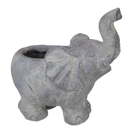 16" Gray Standing Elephant Outdoor Garden Planter
